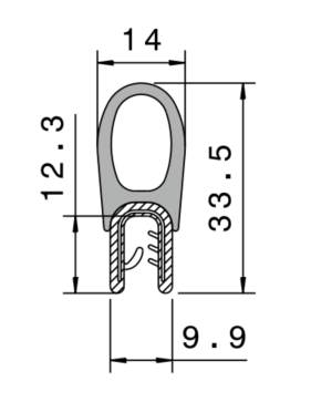 ПРОФИЛЬ УРТ уплотнительный. 2,0-4,0 MM FH075 / материал EPDM черный
